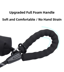 Close-up of ergonomic foam handle with soft grip and heavy duty metal carabiner