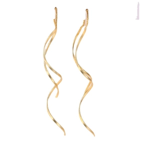 Elegant gold S925 silver spiral tassel earrings with minimalist geometric drop design