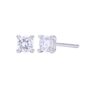 Elegant 925 sterling silver stud earrings featuring round-cut cubic zirconia in four-prong setting