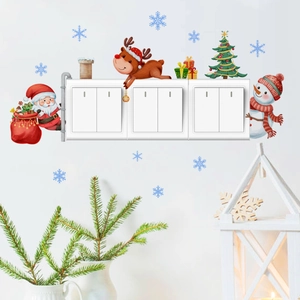 Christmas switch stickers with Santa, snowman and reindeer for holiday home wall decor