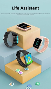 QS11 smartwatch with features like stopwatch, calculator, and find phone displayed on screen