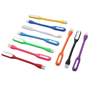 Set of 10 colorful flexible USB LED mini night lights in various bright silicone colors