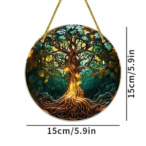Detailed size view of Tree of Life acrylic hanging ornament showing 15cm diameter