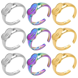 Anello Aperto in Acciaio Inossidabile 304 Cuore Malocchio Regolabile Geometrico Minimalista Unisex Gioielli per Dita