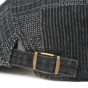 Casquette gavroche classique en denim avec boucle réglable en bronze vintage