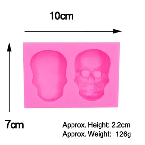 Pink silicone skull mold for fondant and chocolate baking with size 10x7x2.2cm