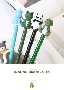 Detailed view of 3D animal pens with 0.5mm black ink needle tips for stationery