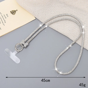 Luxury rhinestone bow phone crossbody chain lanyard with sparkling diamonds 45cm