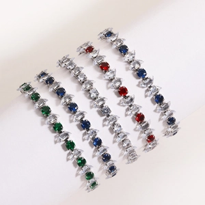 Sparkling zircon tennis bracelets in multi-color finishes with platinum plating for women