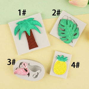 Tropical Silicone Mold Flamingo Monstera Leaf Coconut Tree Pineapple Fondant Chocolate Soap Aromatherapy DIY Baking Tool