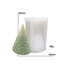 Detailed view of 3D Christmas tree silicone mold with 85mm height and leaf texture finish