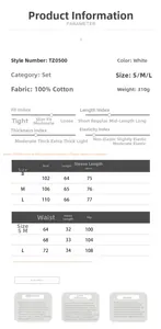 Tabella taglie dettagliata per set coordinato camicia e pantaloncini in cotone S-L
