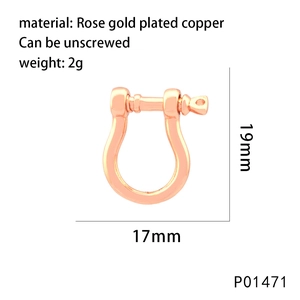Detailansicht Hufeisen-Schäkel in Roségold mit Maßen und aufschraubbarer Funktion