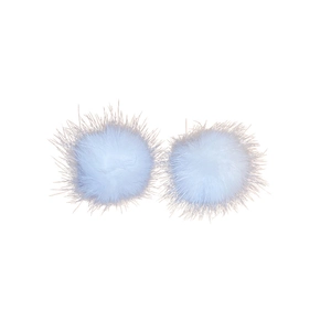 Elegant white mink fur ball earrings with silver needles for autumn and winter fashion