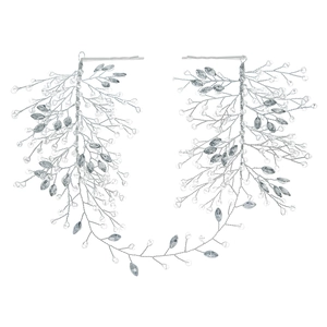 Luxurious silver bridal headpiece with crystal vine design and shimmering leaf beads