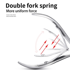 Golden stainless steel cuticle nipper with double fork spring for uniform pressure