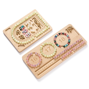 Bead Design Board Wooden Jewelry Making Tray Bracelet Beading Organizer DIY Tool Measurement Scale For Necklace Display