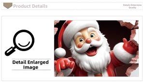 Macro view of 3D Santa Claus wall sticker showing lifelike detail and vibrant colors