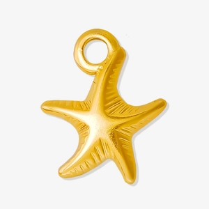 Golden 304 stainless steel starfish pendant with textured finish for jewelry making