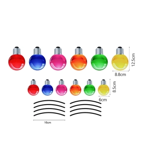 Size chart for colorful bulb-shaped magnetic car stickers with reflective honeycomb pattern