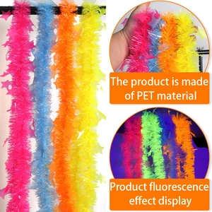 2m neon star streamer garland in pink blue and orange for fluorescent party decor
