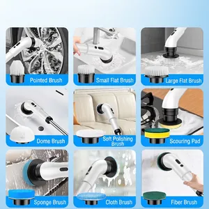 Set spazzola elettrica 9 in 1 senza fili con testine intercambiabili per la casa