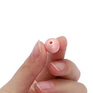 Pink acrylic round pearl bead with vertical hole for DIY jewelry making and crafting