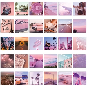 30-pack California aesthetic pink travel stickers for iPad and suitcase decoration