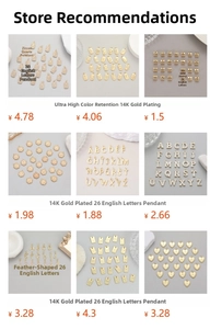 Selection of 26 alphabet jewelry charms featuring various gold-plated designs and shapes.