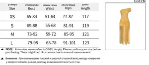 Detailed size chart for the yellow one-shoulder mesh dress including XS to L measurements