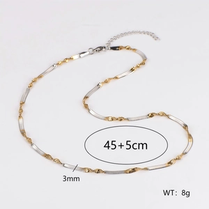 Minimalist gold and silver snake chain necklace with woven design and 3mm flat links
