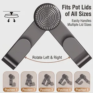 Adjustable suction cup wall mount stainless steel pot lid rack with five position rotation