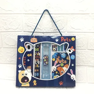 Blue pet-themed stationery gift set featuring cartoon cat and dog illustrations for kids