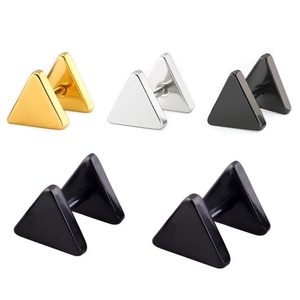 Triangle Stud Earrings Stainless Steel Geometric Minimalist Barbell Screw Back Punk Jewelry For Men Women