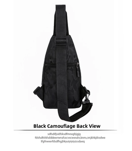 Rückansicht der Camouflage-Brusttasche mit verstellbarem Gurt und Reißverschlussfach