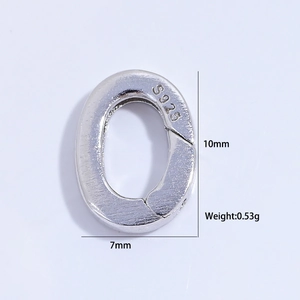 S925 sterling silver 10x7mm oval spring clasp connector for DIY jewelry making