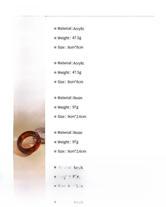 Detailed product specifications for vintage faceted acrylic and resin geometric bangles