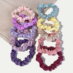 Satin Scrunchies Hair Ties Satin Like Elastic Ponytail Holder Non Marking Hair Bands For Women Girls Solid Colors Elegant
