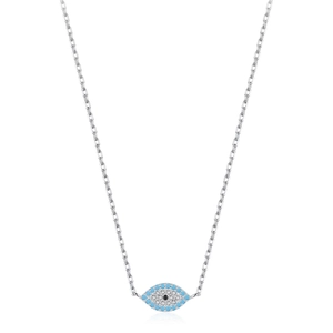 925 Sterling Silver Evil Eye Necklace With Turquoise And Zircon Inlaid Clavicle Chain For Women Luxury Elegant Jewelry