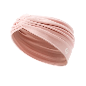 Pink wide postpartum headband with twisted knot design for facial care and sleep