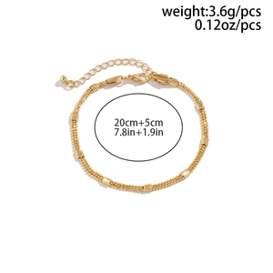 Detail showing weight 3.6g and 20cm length of gold double-layer chain body jewelry