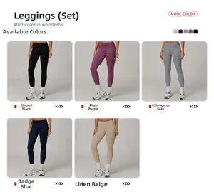 Ensemble de leggings de yoga taille haute en noir, violet, gris, bleu et beige clair