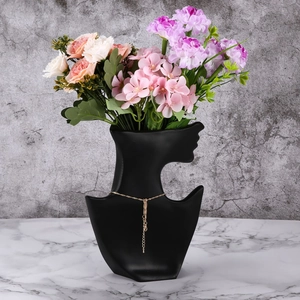 Elegant matte black resin mannequin head bust for necklace and floral display