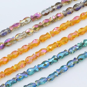 6x10mm fish shaped crystal glass beads with colorful AB coating for jewelry making