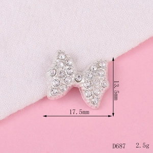 Sparkling crystal bow pendant jewelry accessory with silver base for DIY decoration