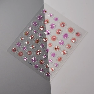 Autocollants 3D pour ongles avec nuages dégradés roses et petits strass brillants