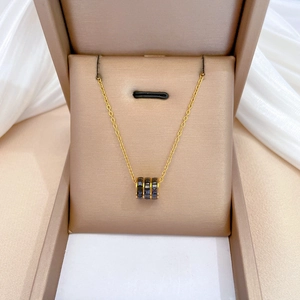 Titanium Steel Cylinder Pendant Necklace Black Gold Geometric Minimalist Clavicle Chain Jewelry For Women