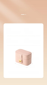 Pink mini PU leather travel ring box with bead velvet lining 6.5x3.9x4.7cm details
