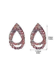 Detailed dimensions of pink gradient teardrop tassel earrings measuring 2.6cm by 1.52cm