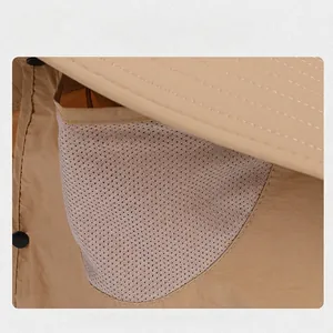 Khaki Outdoor Sonnenschutzhut mit atmungsaktivem Mesh und Nackenschutz zum Wandern